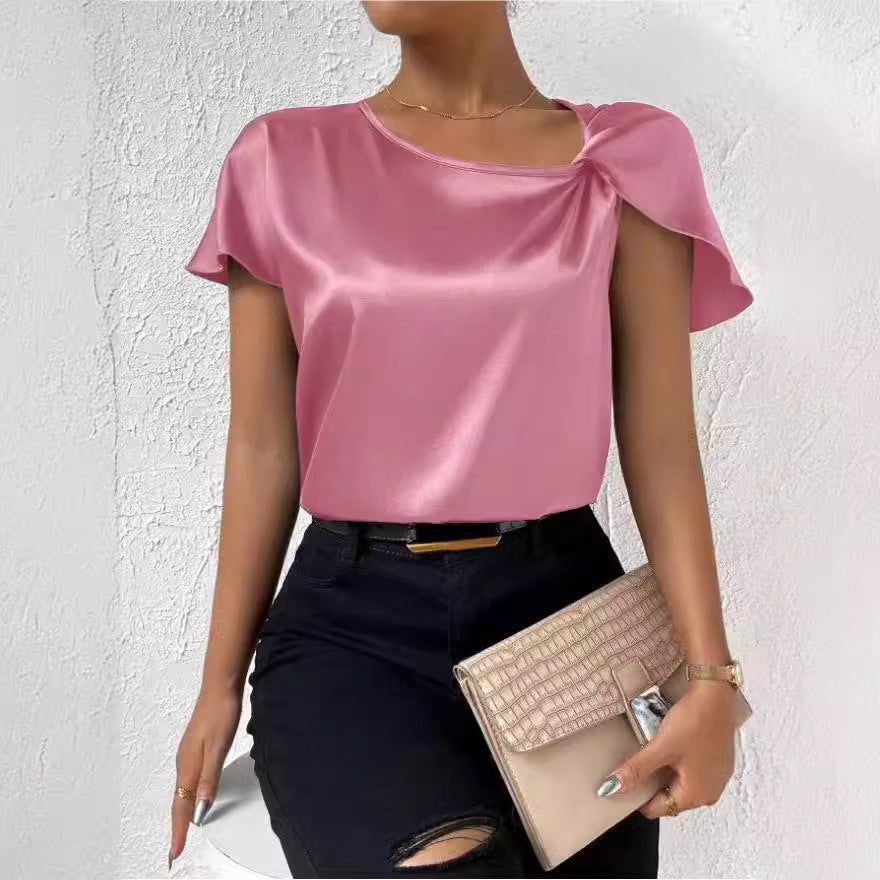 Lune London | Satin Twist Solid Color Loose Versatile Top