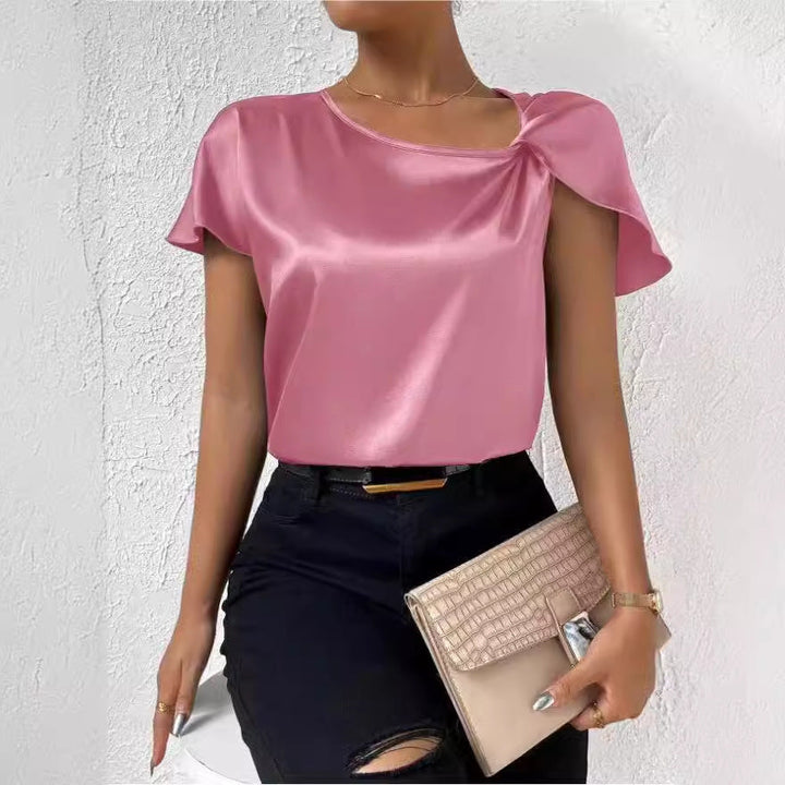 Lune London | Satin Twist Solid Color Loose Versatile Top