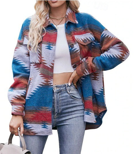 Oversized blouse jacket for women with decorative pattern Lune London