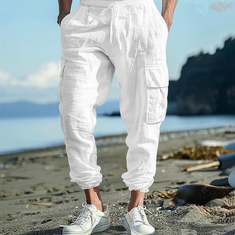 Men's cargo pants with elastic waistband and side pockets Lune London