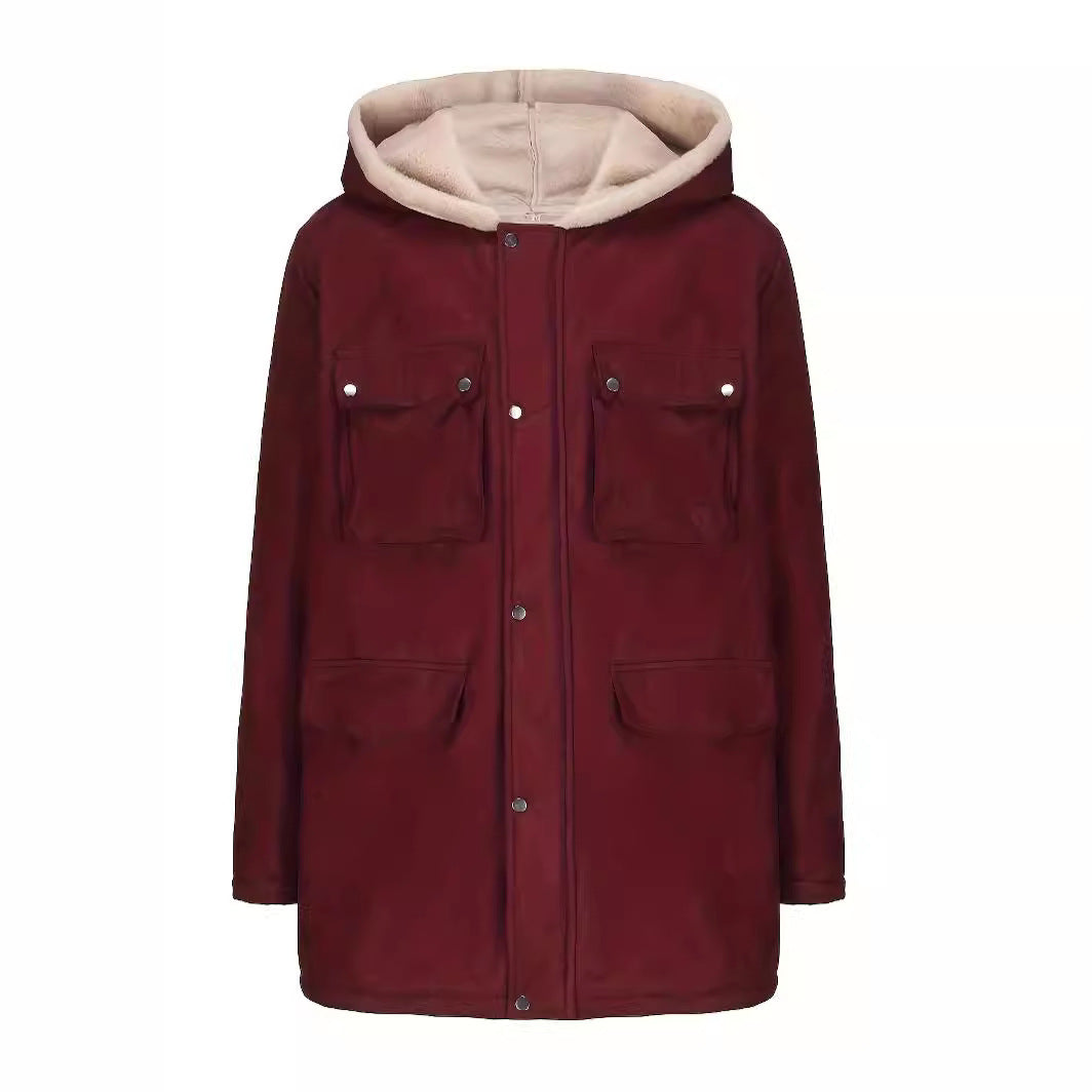 Utility jacket for women with warm teddy lining and practical zip pockets Lune London