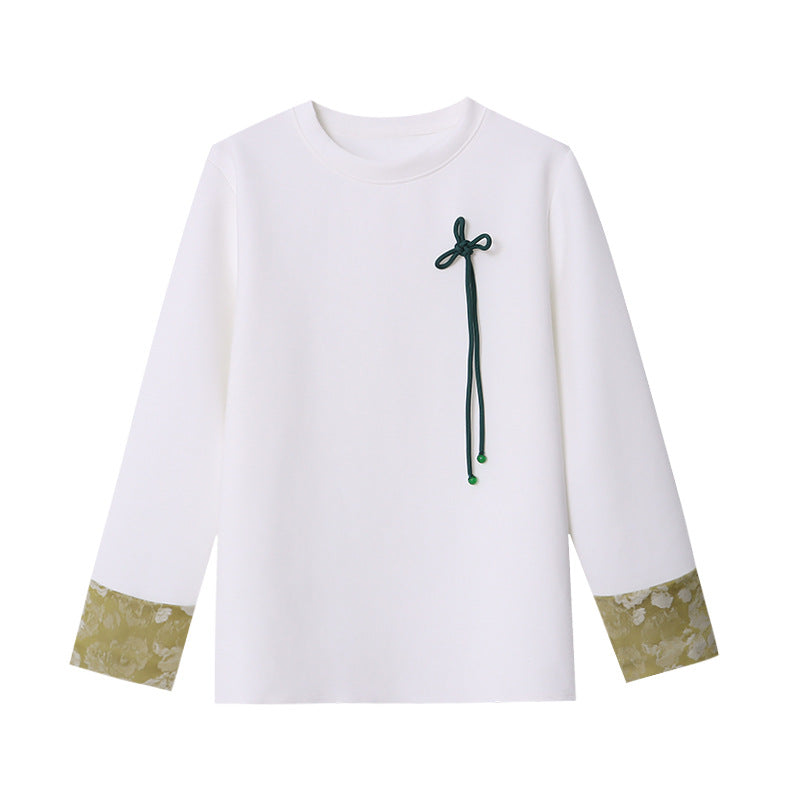 Ladies Fashionable Sweatshirt with Floral Collar Chic & Stil