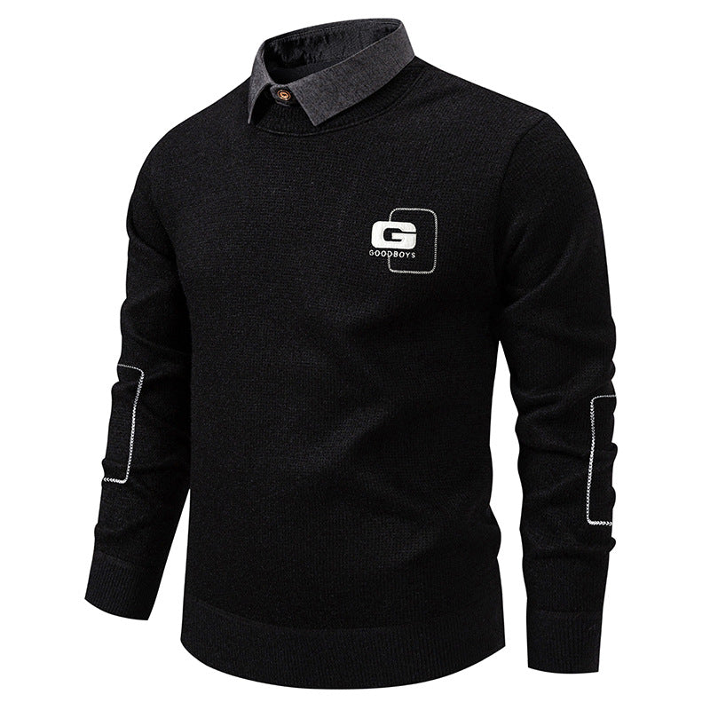 Elegant sweater for men with collar and fine knit pattern Lune London