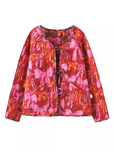 Quilted jacket for women with playful bow pattern Lune London