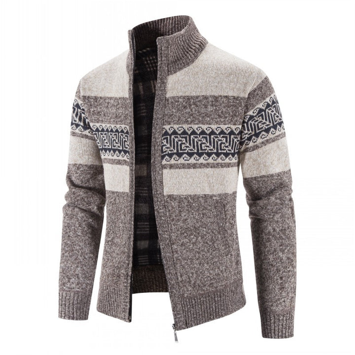 Men's knit jacket with high collar and attractive patterns Lune London