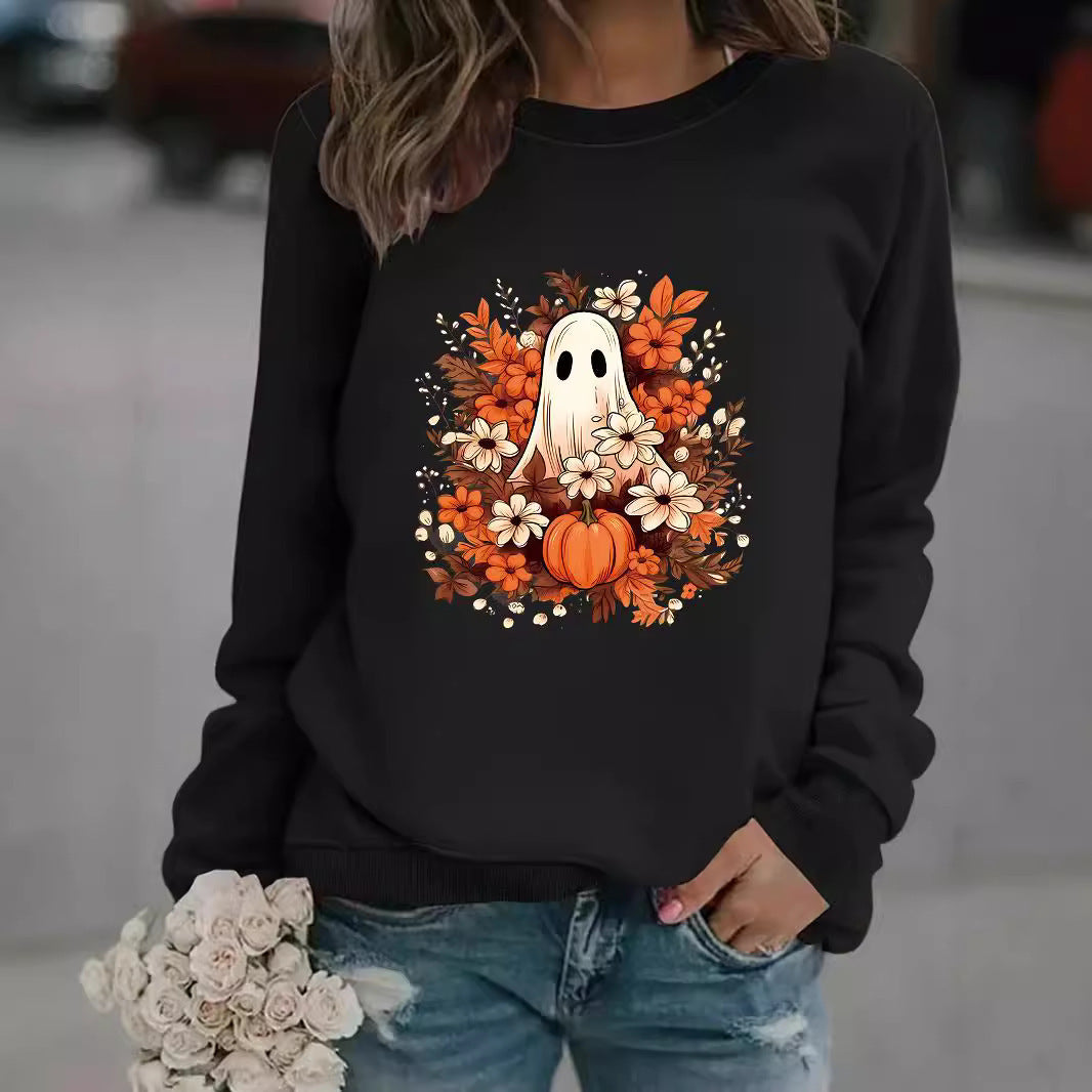 Sweatshirt femme avec motif automnal ludique et effrayant Chic & Stil