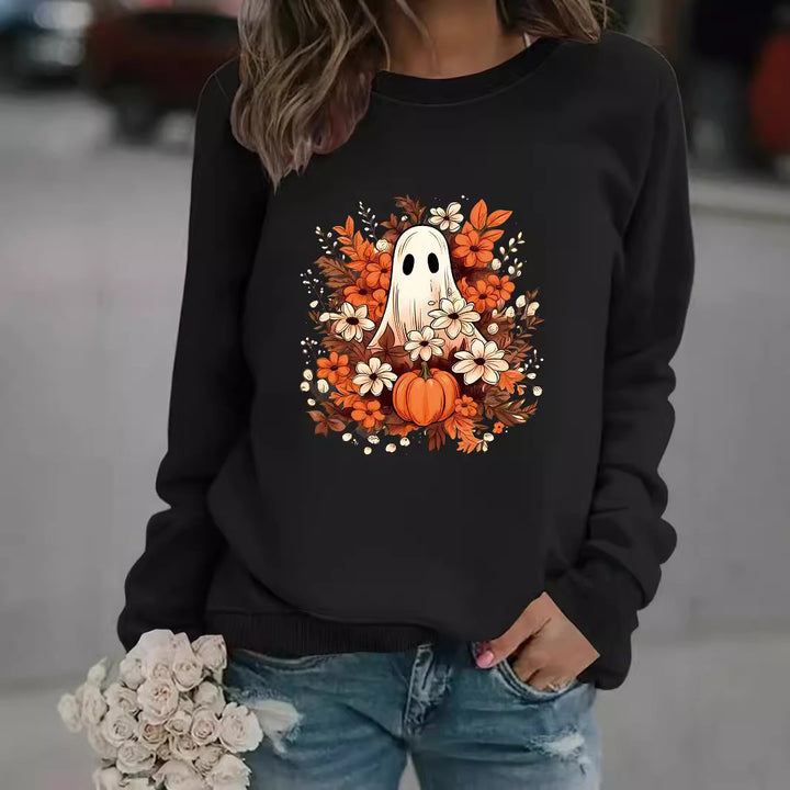 Sweatshirt femme avec motif automnal ludique et effrayant Chic & Stil