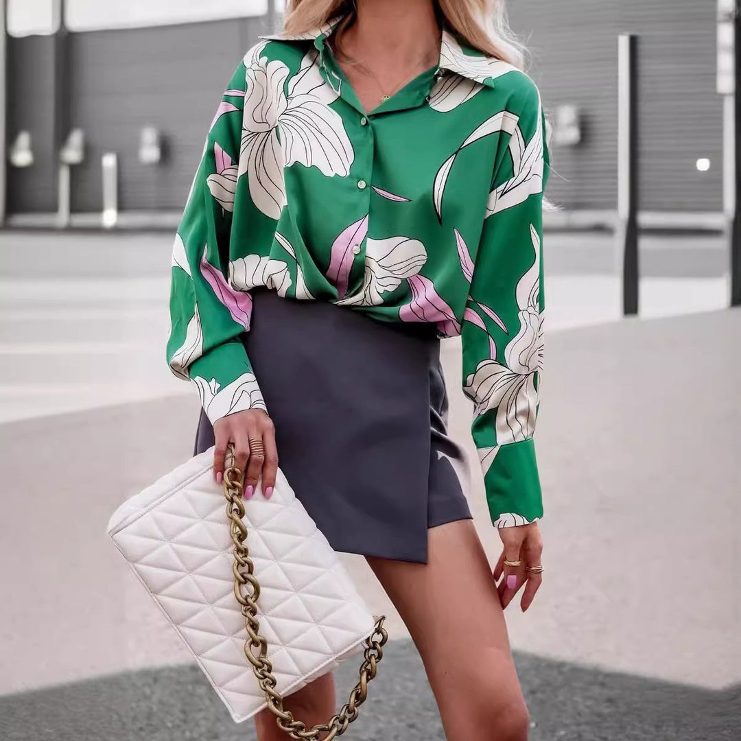 Plus size women's blouse with floral pattern Lune London