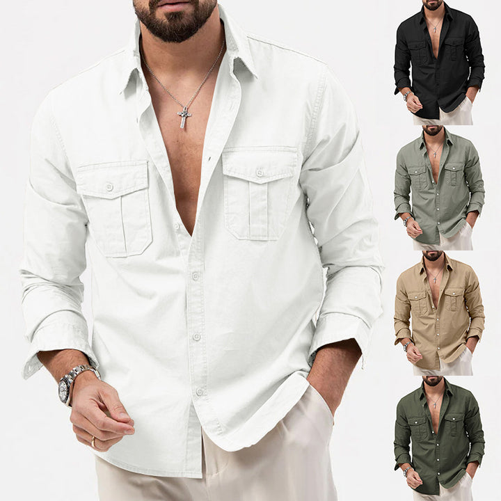 Long sleeve shirt for men with two chest pockets and modern fit Lune London