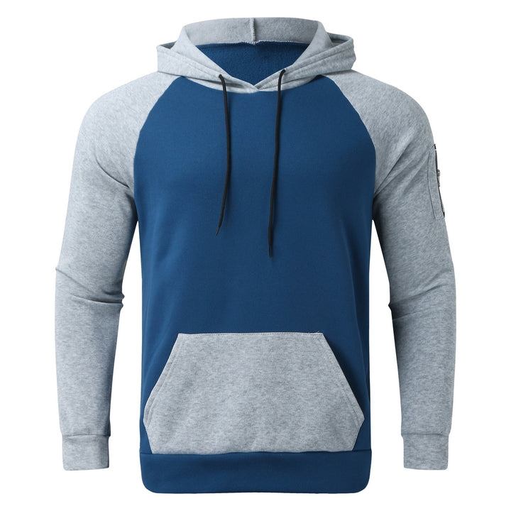 Men's sporty hoodie with contrasting sleeves and practical kangaroo pocket Lune London