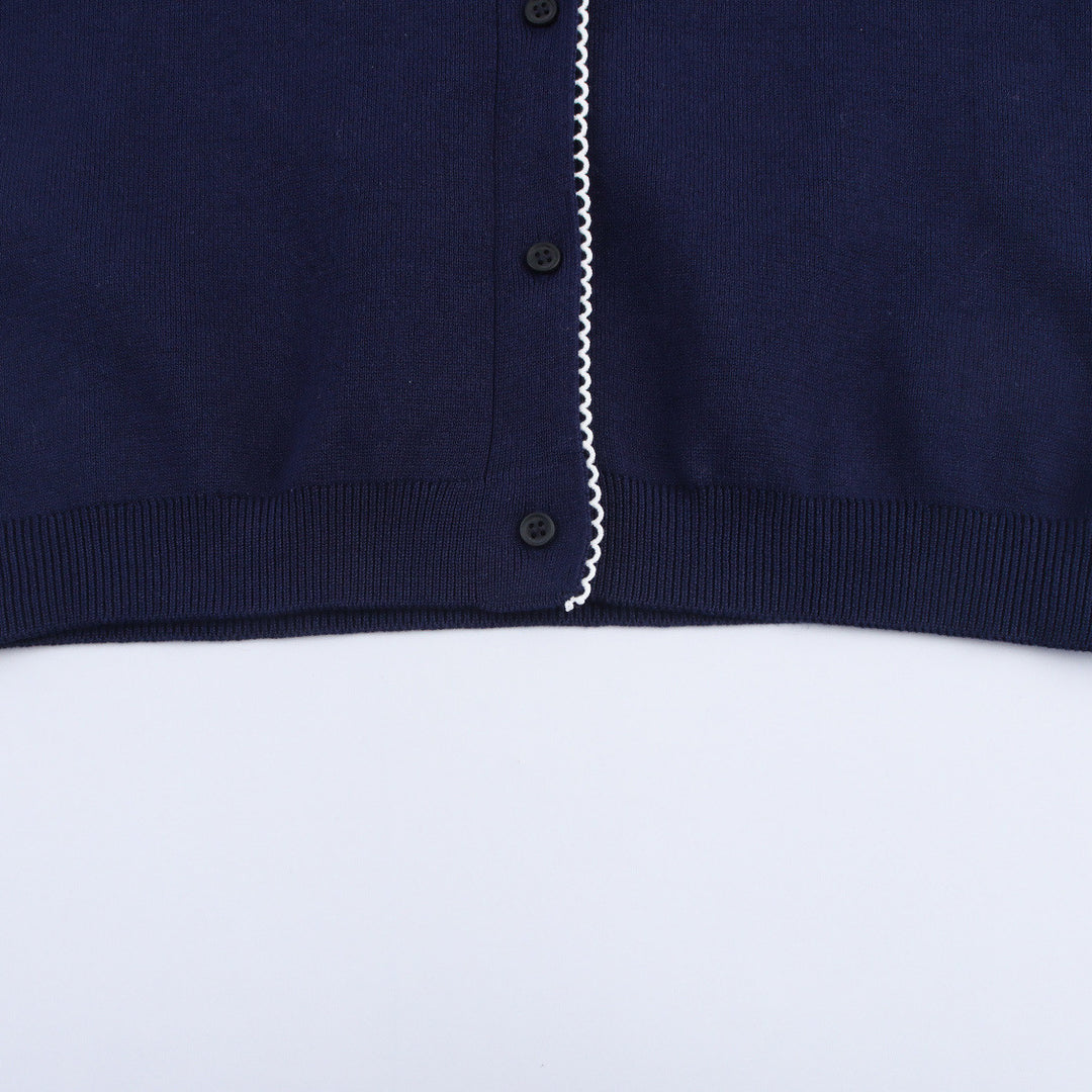 Ladies elegant knitted jacket with contrasting collar Lune London