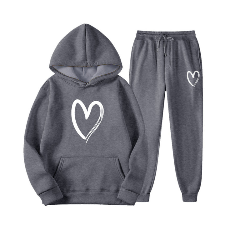 Women's sweatsuit with kangaroo pocket and heart-shaped print Lune London