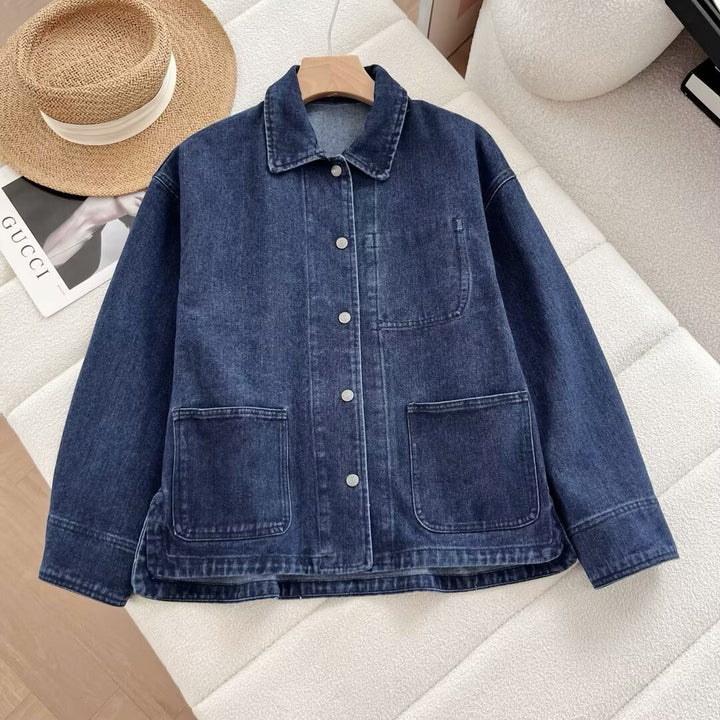 Veste en denim décontractée pour femmes avec poches modernes Chic & Stil