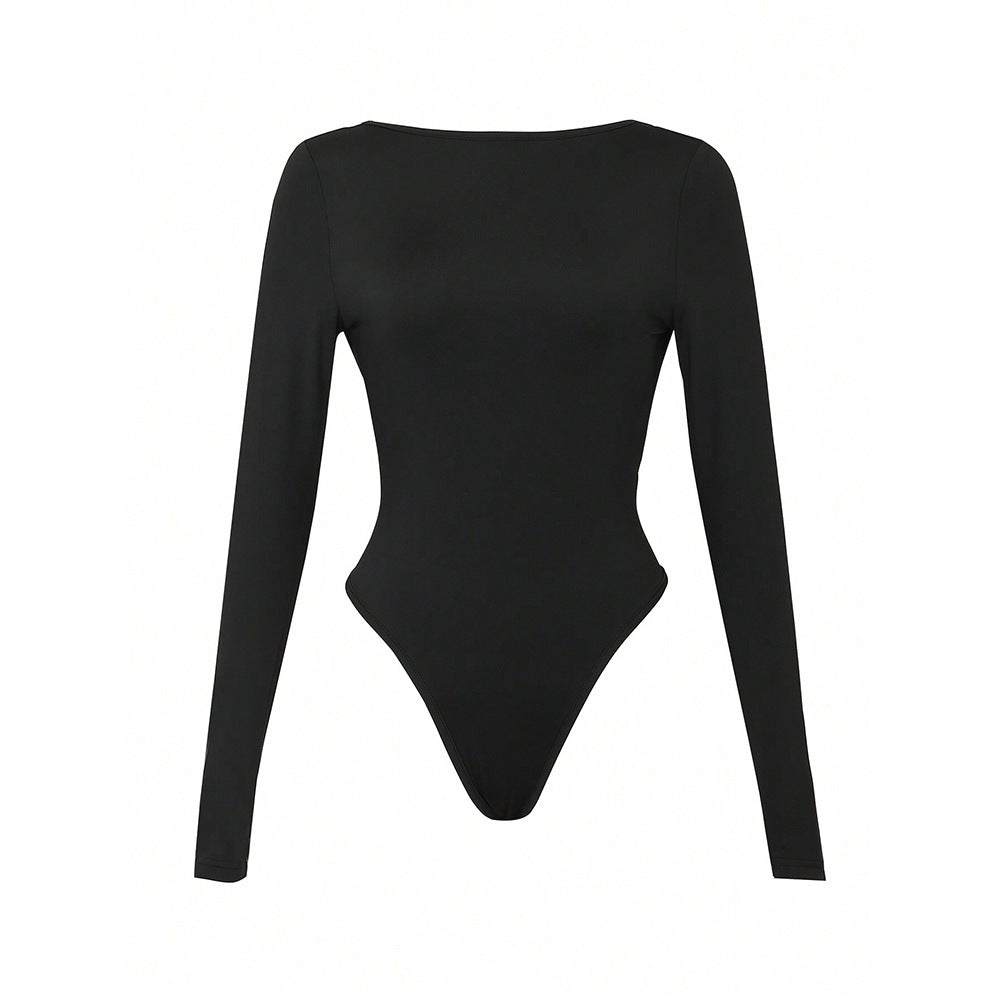 Chemisier ajusté à manches longues pour femme avec col rond et stretch à la mode Chic & Stil