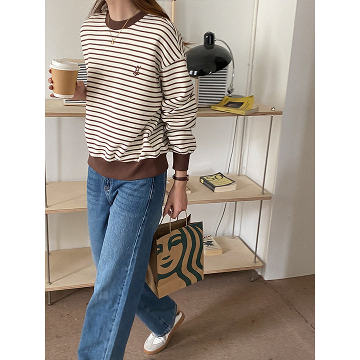 Women's casual round neck sweatshirt with stripes Chic & Stil