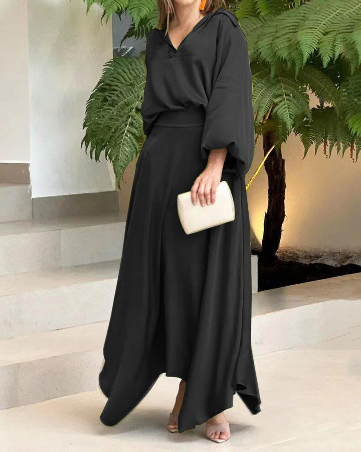 Elegant maxi dress for women with a flowy cut and high-quality V-neck Lune London
