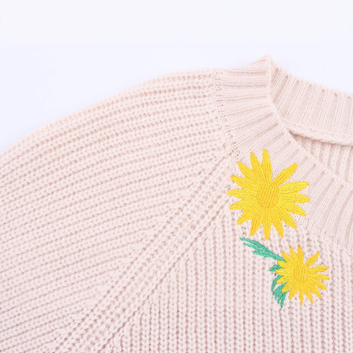 Knit sweater for women with floral embroidery Lune London