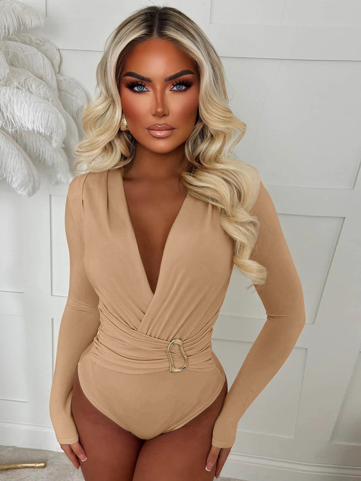 Women's body with deep V-neck and narrow belt Lune London