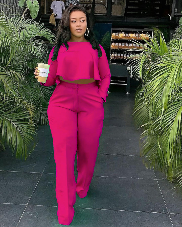 Ladies elegant cropped set with wide leg pants Lune London