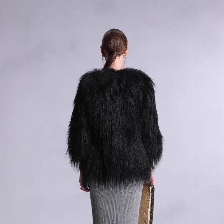 Ladies Elegant Faux Fur Cape with Chic Loose Fit
