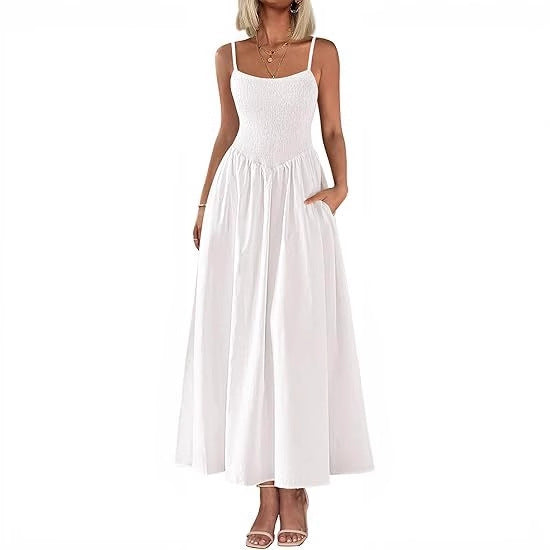 Maxi dress for women with elastic top and flowing skirt Lune London