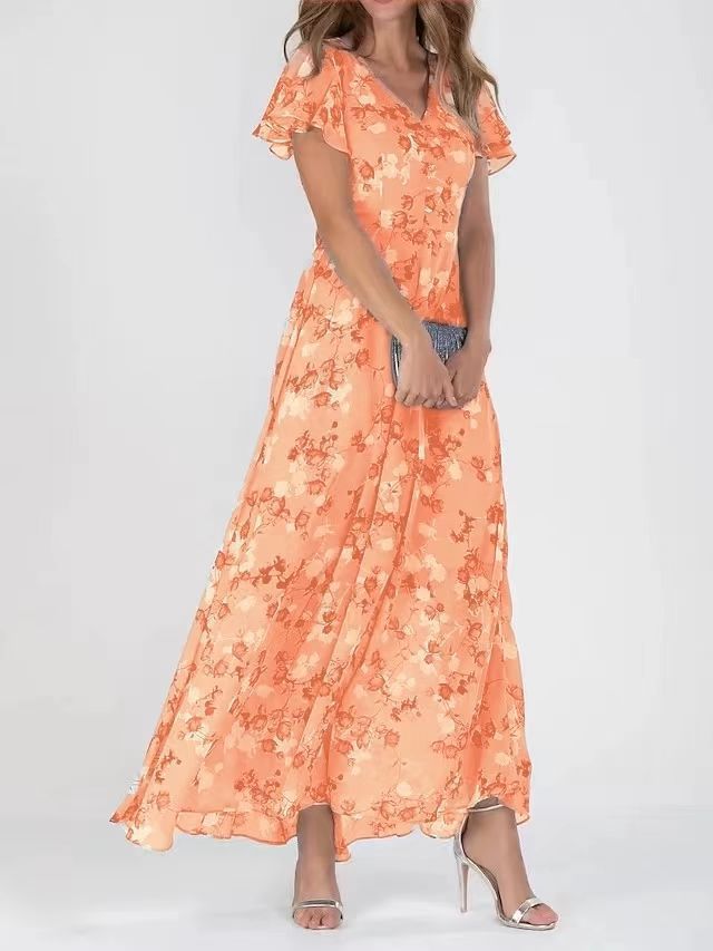 Chic and Stylish Floral Chiffon Maxi Dress for Women