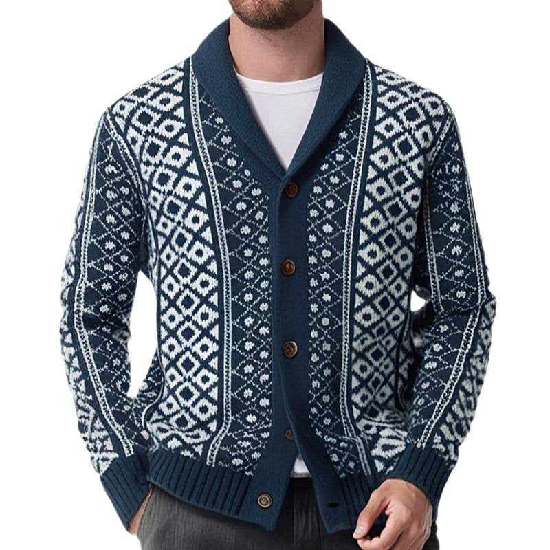 Men's knitted jacket with traditional Nordic pattern Lune London