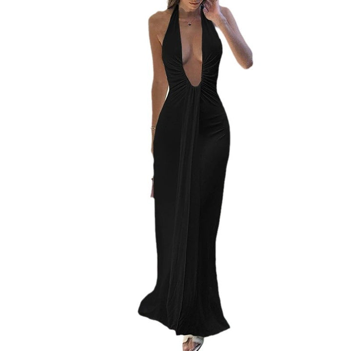 Robe maxi pour femme avec décolleté en V profond et effet drapé sophistiqué Chic & Stil