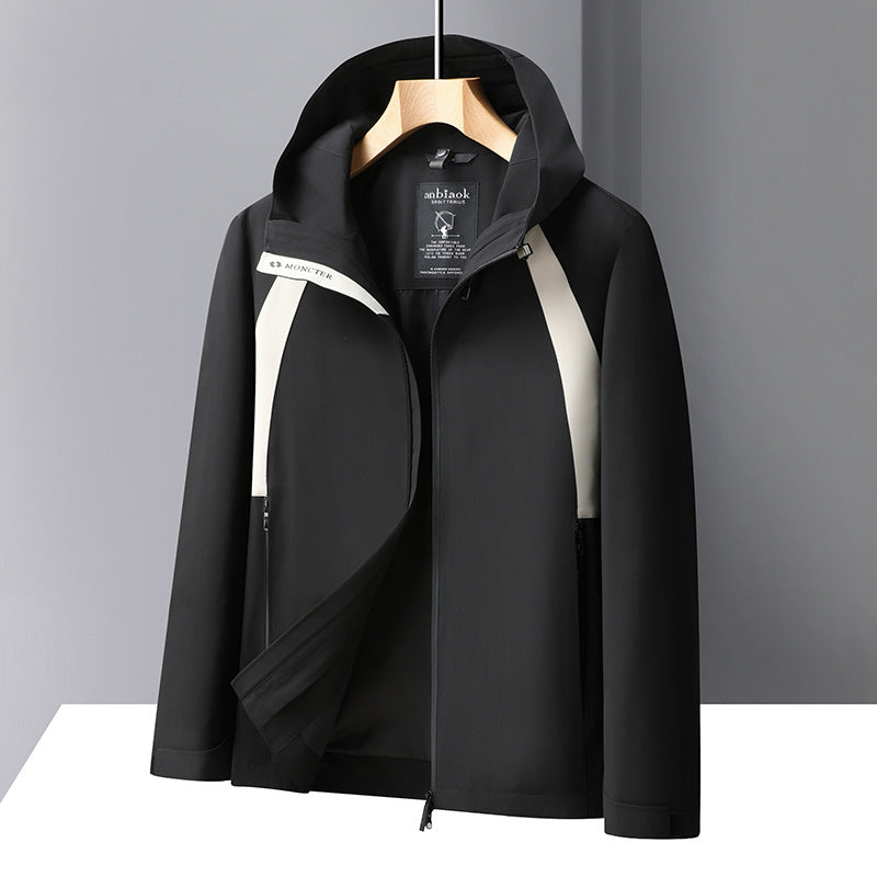 Multifunctional outdoor jacket for men with removable hood Lune London