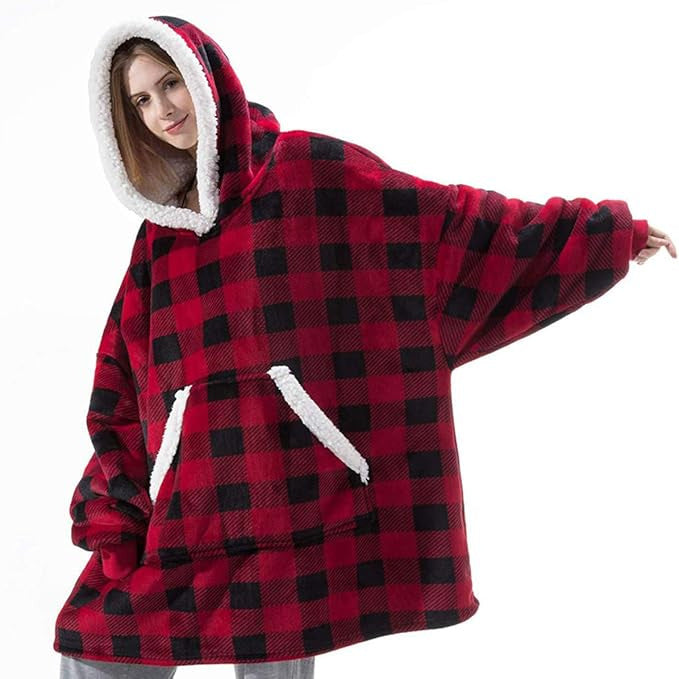 Ladies comfortable sweat poncho with soft lining and practical pockets Lune London