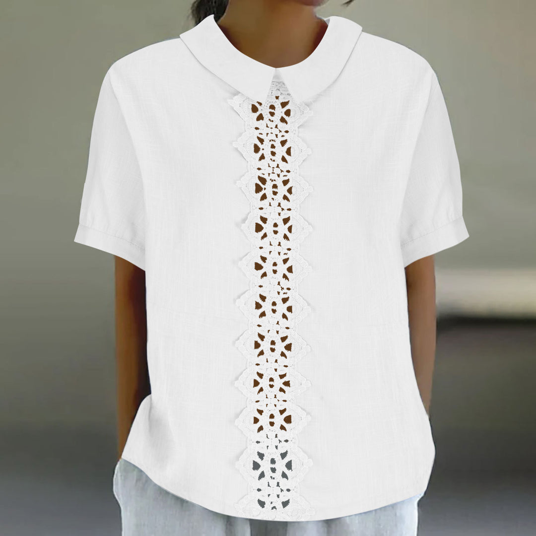 Short sleeve blouse for women with lace insert Lune London