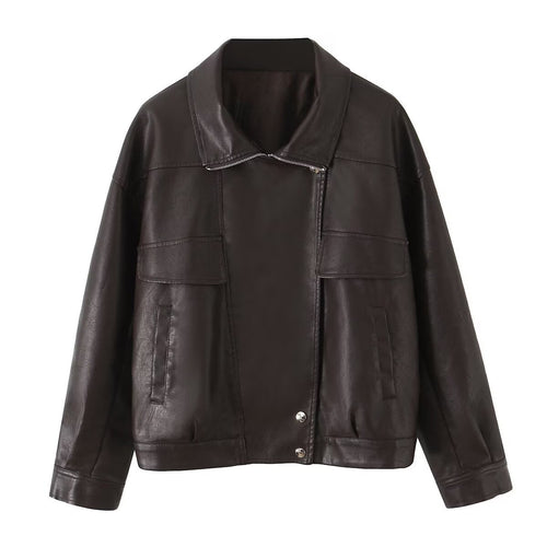 Veste en faux cuir pour femmes au design moderne et aux poches pratiques Chic & Stil