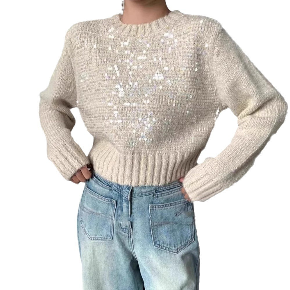 Sparkling knit sweater for women with texture and loose fit Lune London