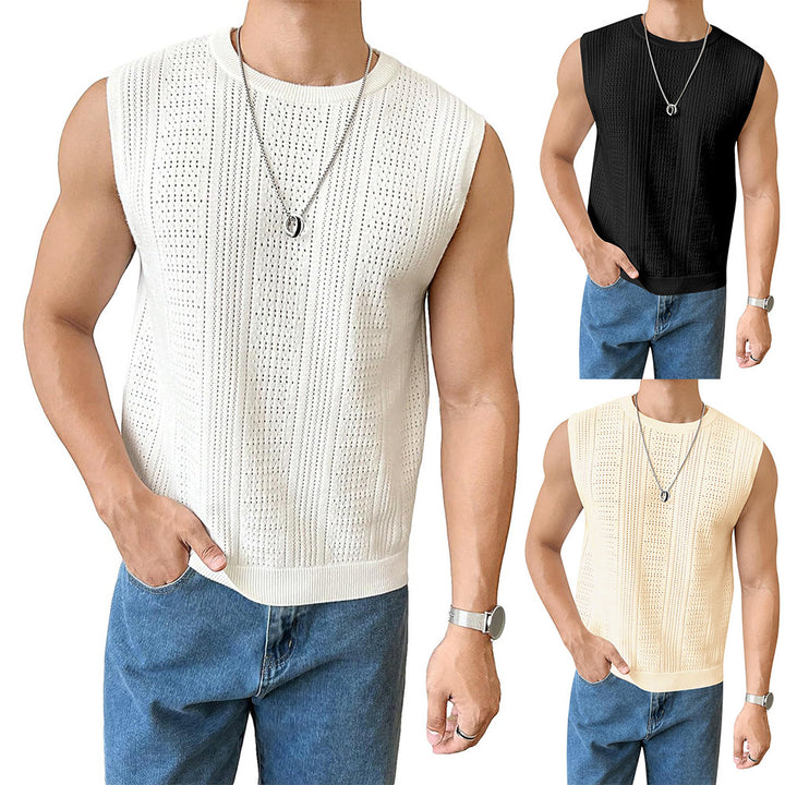 Men's knitted sweater with airy structure and perforated pattern Lune London