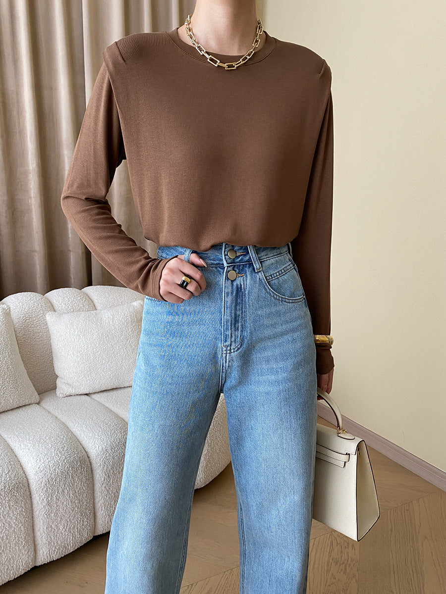Women's Sporty Long Sleeve Shirt with Elegant Cut Chic & Stil