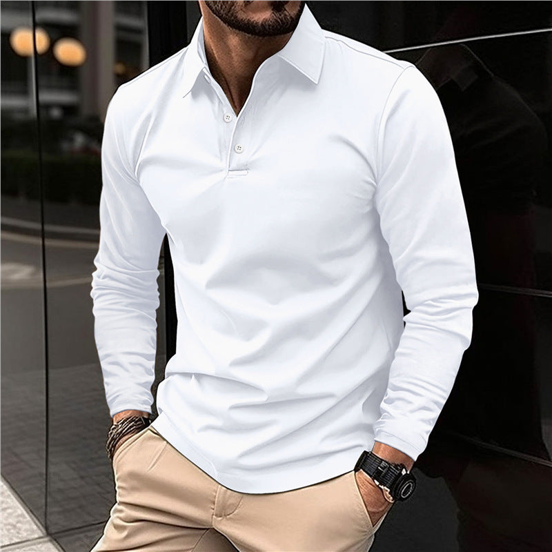 Men's Long Sleeve Polo with Modern Collar and High Quality Cotton Lune London