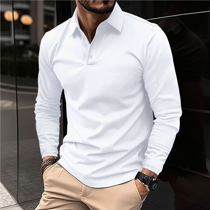 Men's Long Sleeve Polo with Modern Collar and High Quality Cotton Lune London