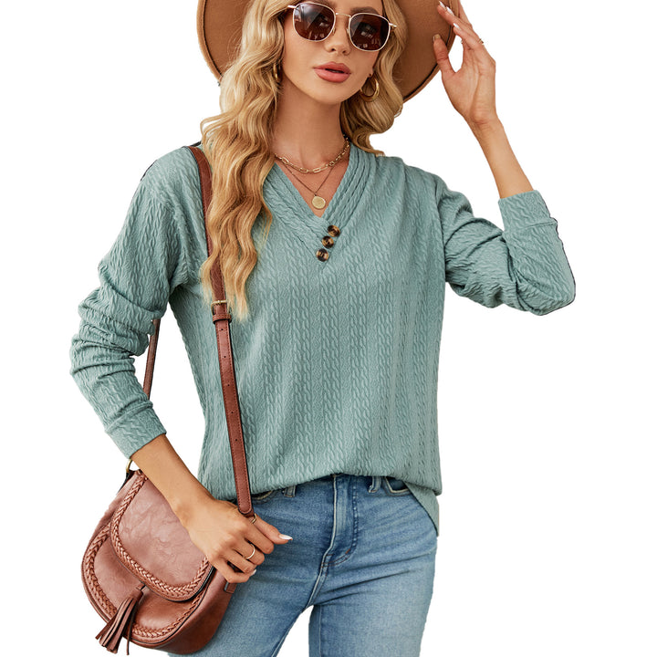 Woman V-neck trendy pull top with structure Lune London