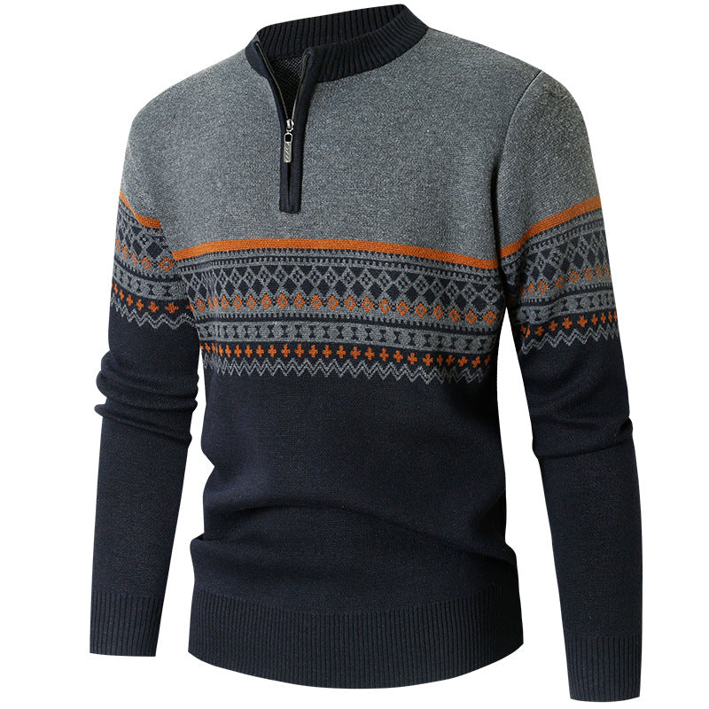 Men's sweater with modern zipper and geometric pattern Lune London