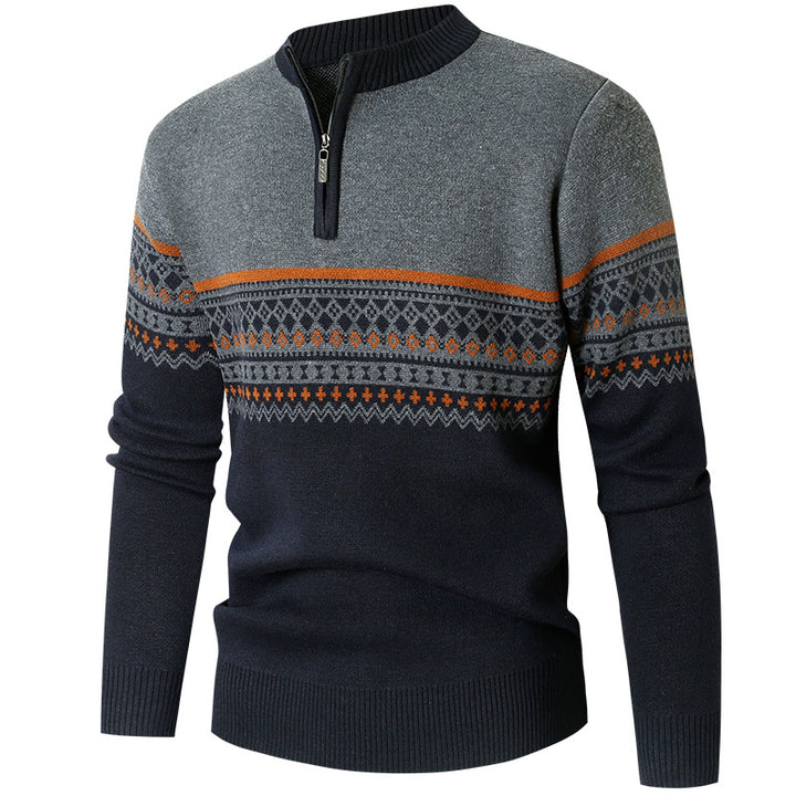Men's sweater with modern zipper and geometric pattern Lune London