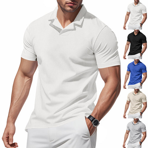 Short sleeve polo shirt for men with modern structure design Lune London