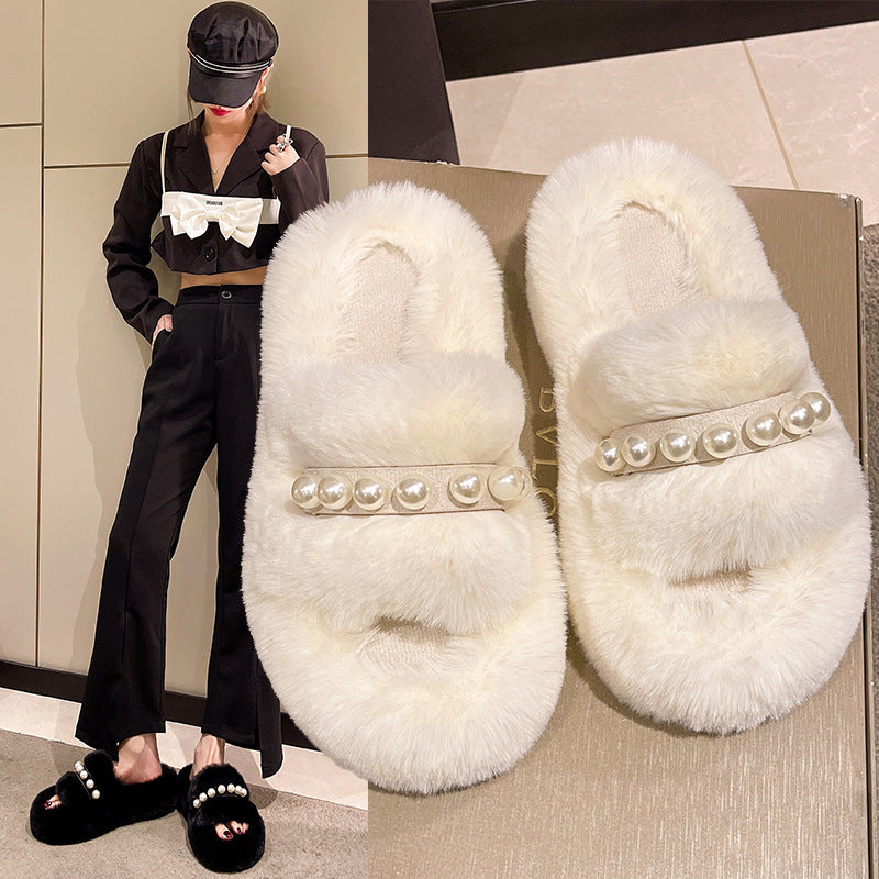 Ladies Soft Slippers with Elegant Pearl Accents Lune London