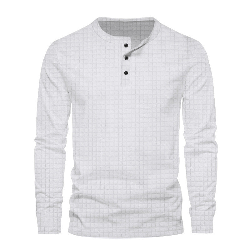 Men's long-sleeve shirt with textured fabric and button placket Chic and style