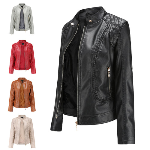 Women's faux leather jacket with trendy stitching details Lune London