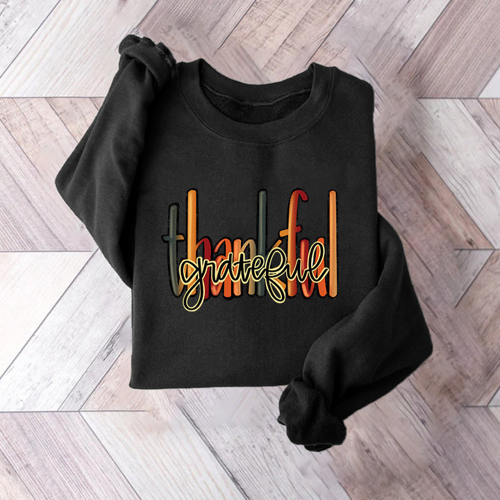 Sweatshirt pour femmes avec lettrage créatif "thankful" et coupe confortable Chic & Stil