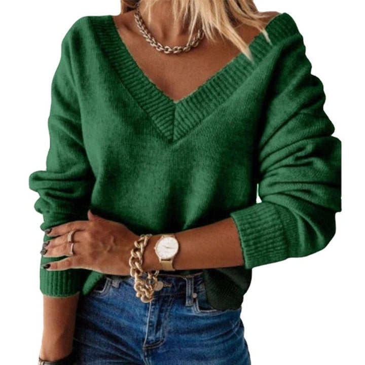 Lune London Soft Knit V Neck Casual Women's Sweater
