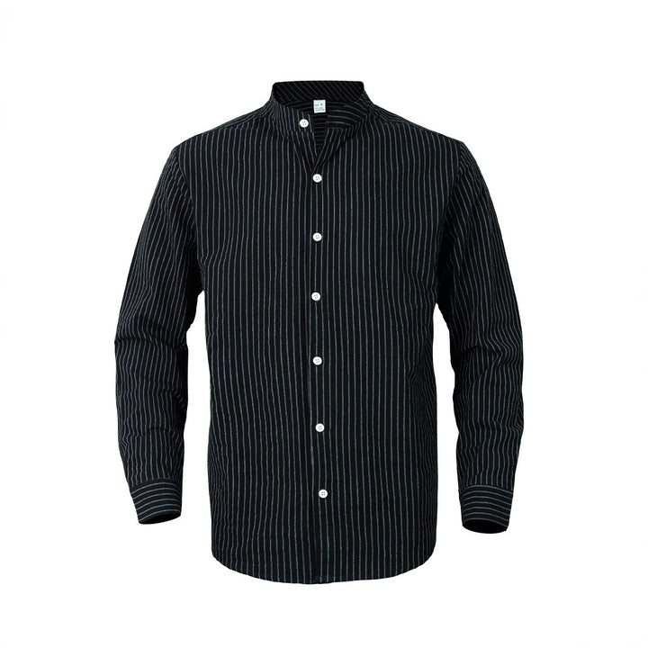 Shirt for men with vertical stripes and a modern high collar Lune London