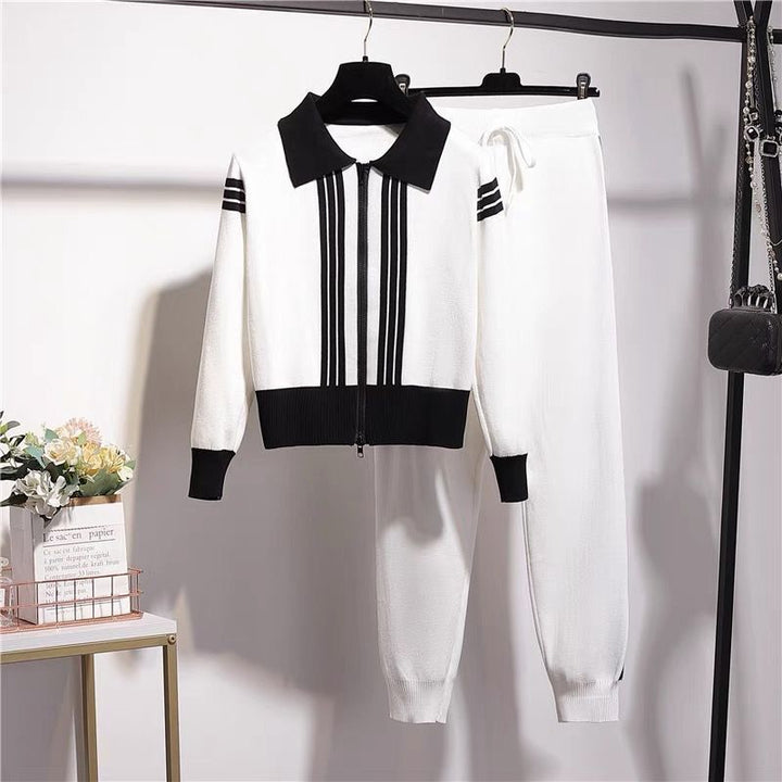 Women's knit zip lounge set with sporty details Lune London
