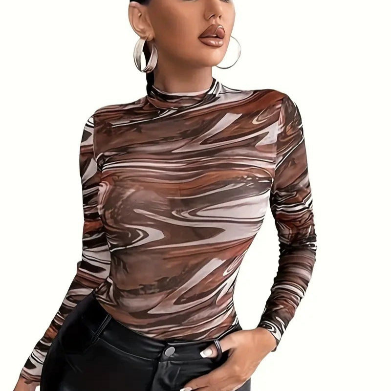 Chemise à manches longues pour femmes avec design abstrait moderne Chic & Stil