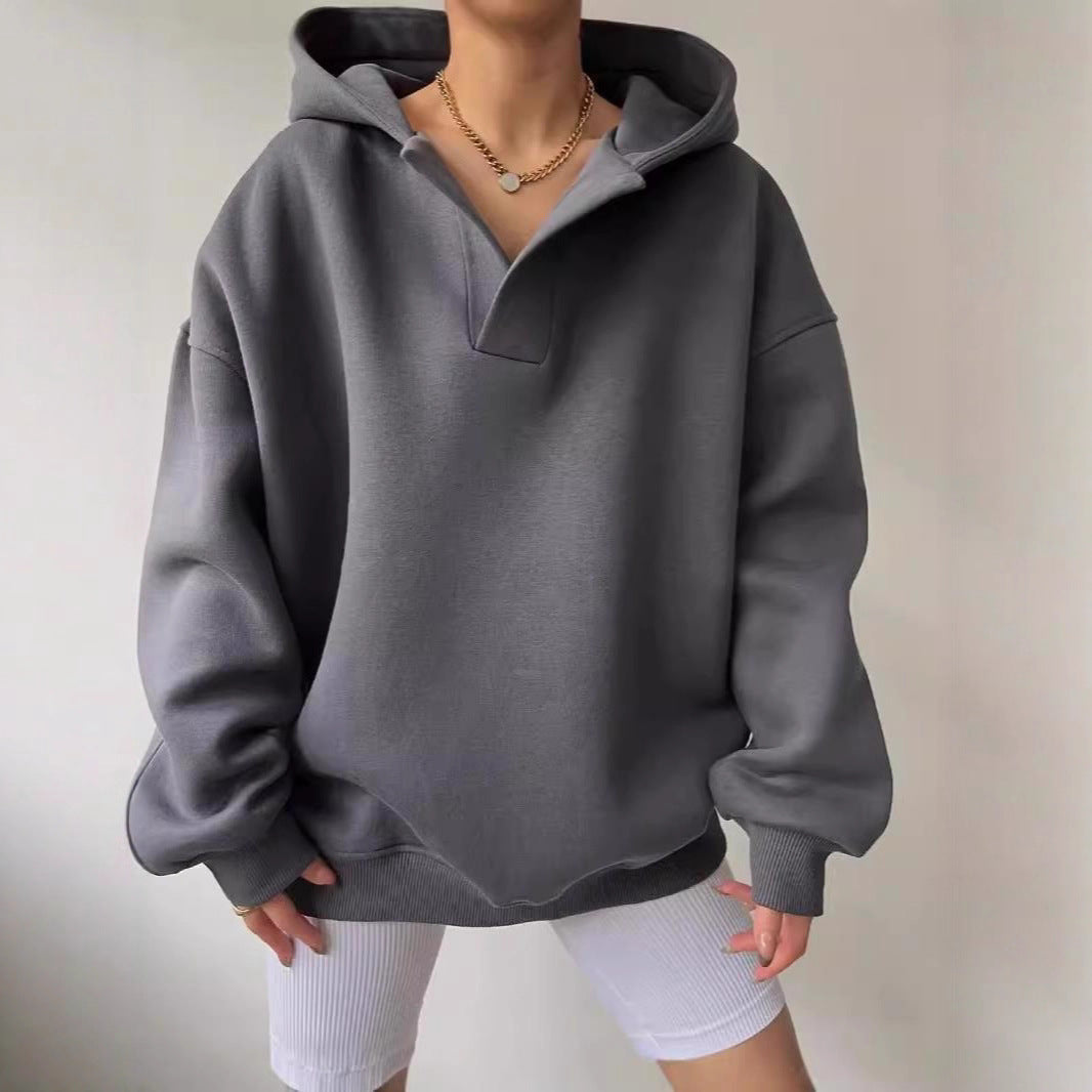 Ladies oversized hoodie with trendy collar Lune London